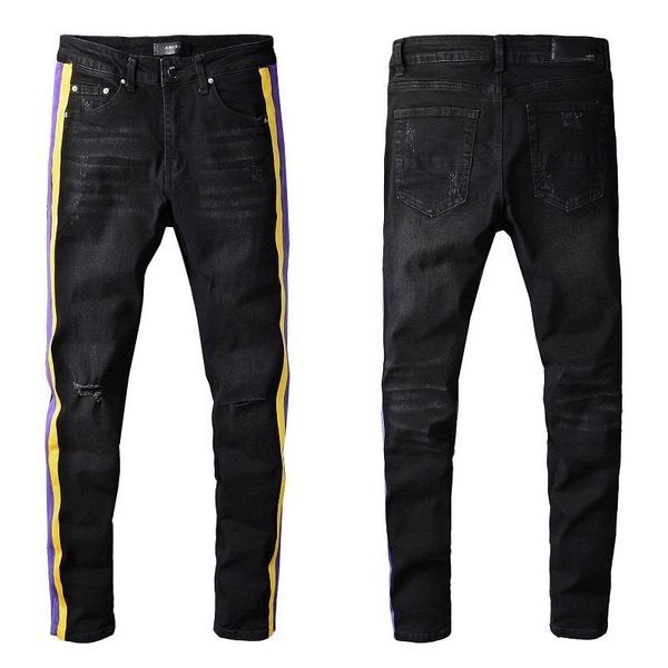 

2021 amiry new men's luxury designers denim jeans holes trousers biker pants #682, Blue
