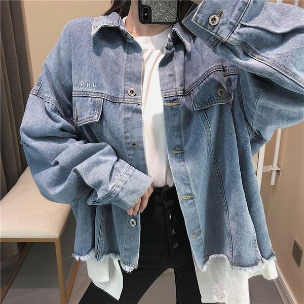 

women's jackets retro stitching denim jacket youth wild fashion female ioose large size cowboy clothing outerwear, Black;brown