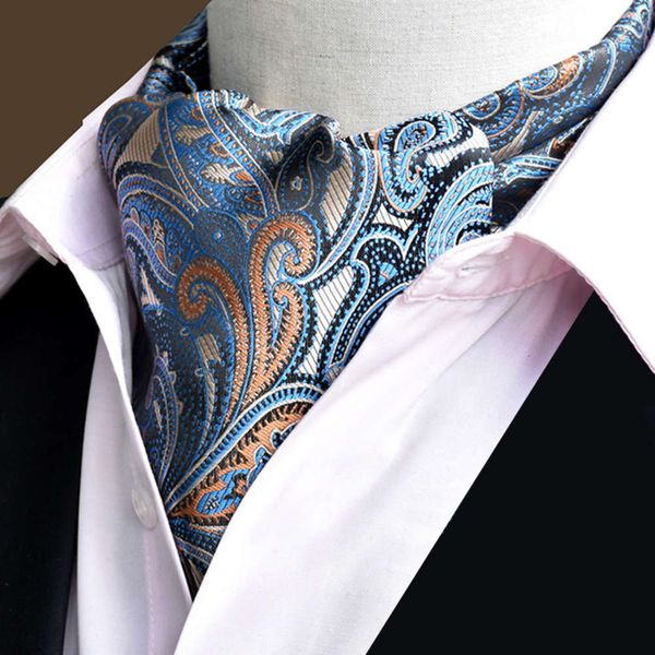 

men's fine warp fabric british neckband multi color korean quality suit polyester silk scarf, Blue;black