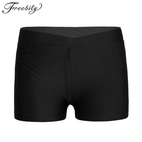 

kids girls v-front waistband boy-cut yoga shorts bottoms for sports gymnastic workout yoga boyshort dancing children's shorts, White;red