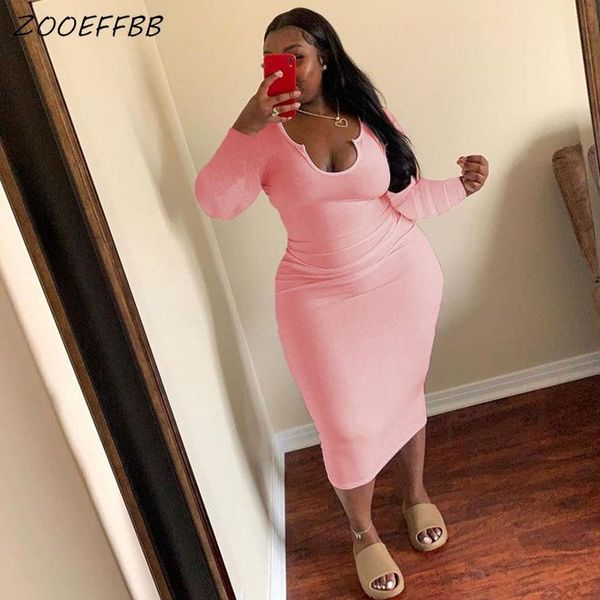 

casual dresses zooeffbb solid u neck midi dress for women festival clothing summer trendy elegant long sleeve lounge wear streetwear, Black;gray