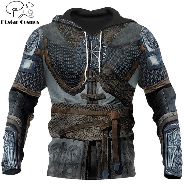 Viking Armor - Tattoo 3D All Over Gedruckt Männer Hoodies Harajuku Mode Mit Kapuze Sweatshirt Unisex Casual Jacke Zip Hoodie WJ002 201112