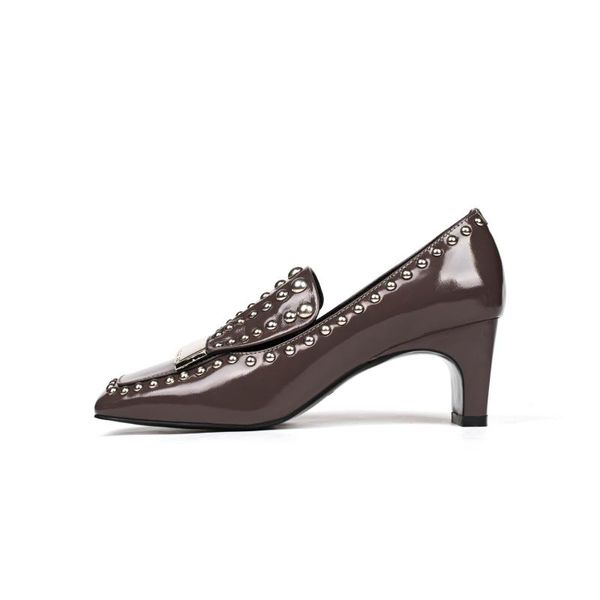 

dress shoes 2021 spring explosion rivet with thick square head ladies british wind casual, Black