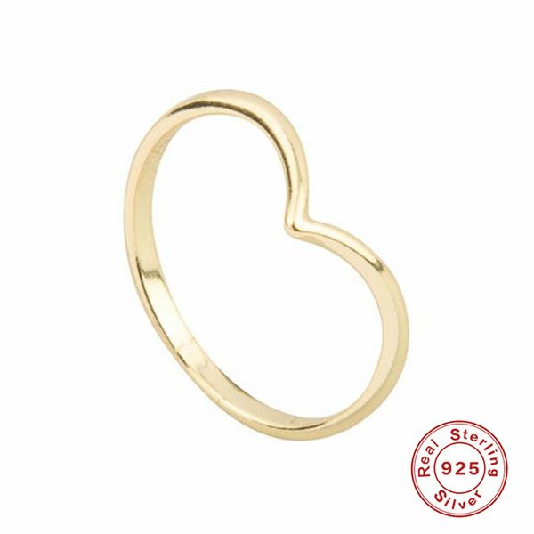 

aprilgrass brand simple thin 925 sterling silver rings for women anti-allergy smooth couple wedding rings v shape smooth slim knuckle rings