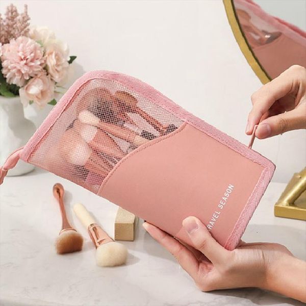 

portable cosmetic makeup brush organizer bag professional beautician cosmetics tool suitcase waterproof toiletry purse