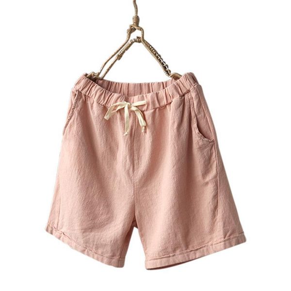 

women's shorts missky women solid color summer casual wide legs loose elastic waist linen for female 2021, White;black