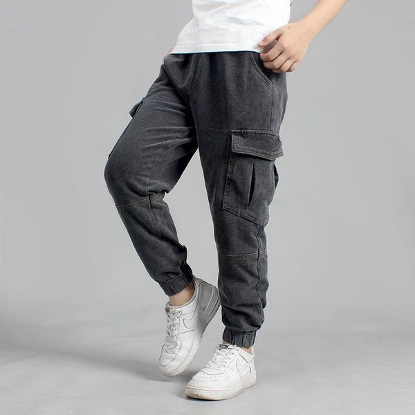 

jeans boys 2021 spring autumn kids clothes fashion children knitted leisure denim trousers pants for big boy 5-14 yeas, Blue