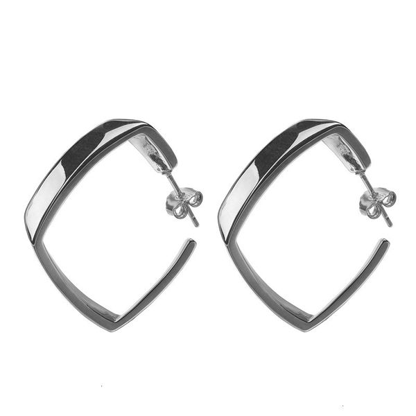 

simple 925 sterling silver hoop earrings for women party birthday gift minimalist geometric square earring accessory wholesale, Golden;silver