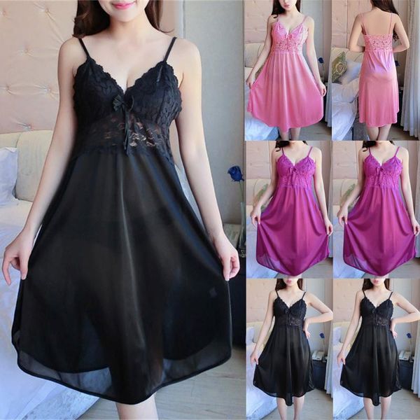 

ladies suspender nightdress ice silk suspender nightdress summer cool and comfortable mesh transparent ladies, White;black
