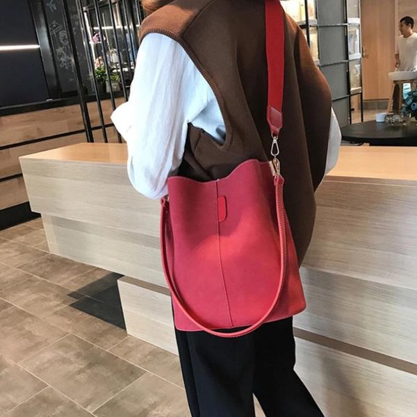 

shoulder bags gryan 2021 bag female matte leather bucket korean version of the retro messenger wild pu