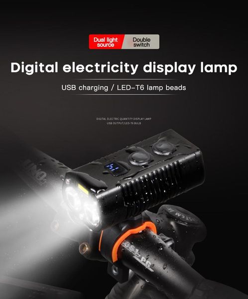 

bike lights 2 in 1bicycle cycling supplies night riding headlight t6 highlight charging waterproof bicycle l2