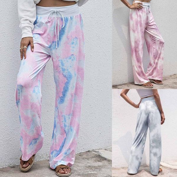 

women's pants & capris 2021 womens comfy stretch leopard print drawstring wide leg lounge with high waist, Black;white