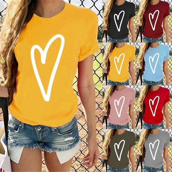 

love heart t-shirt electrocardiogram harajuku fashion graphic tees women funny casual cute girl's tshirts tees & summer, White