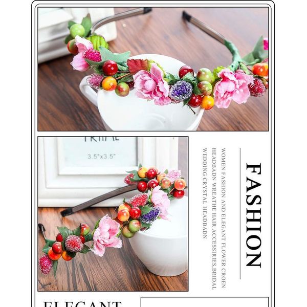 

haimeikang sweet bezel glass beads flowers wreath fruit headband women party bridal hair accessories floral girls qyldkb