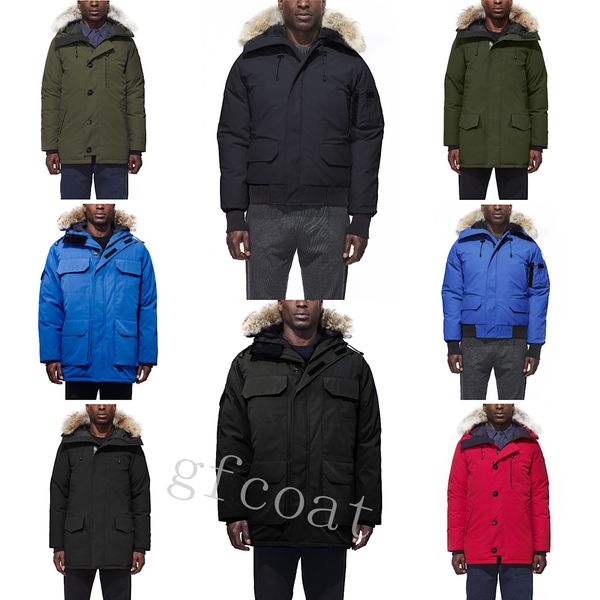 

mens parka winter down real wolf fur hooded canada budge size parkas windbreaker warm men zipper thick jacket man's coat 01, Black