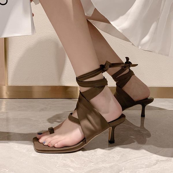 

sandals low woman leather low-heeled rome fabric rubber pu hoof heels basic, Black