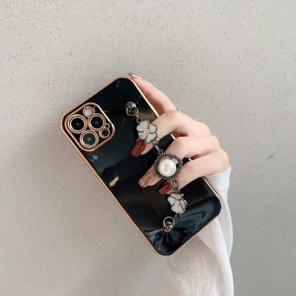 

card holders pearl bracelet suitable for 12mini/11pro max apple x/xs/xr mobile phone case iphone8plus/7/6, Brown;gray