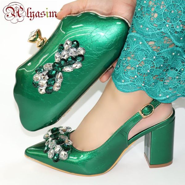

dress shoes green italian shoe and bag matching set african with wedding women fashion crystal ladies, Black