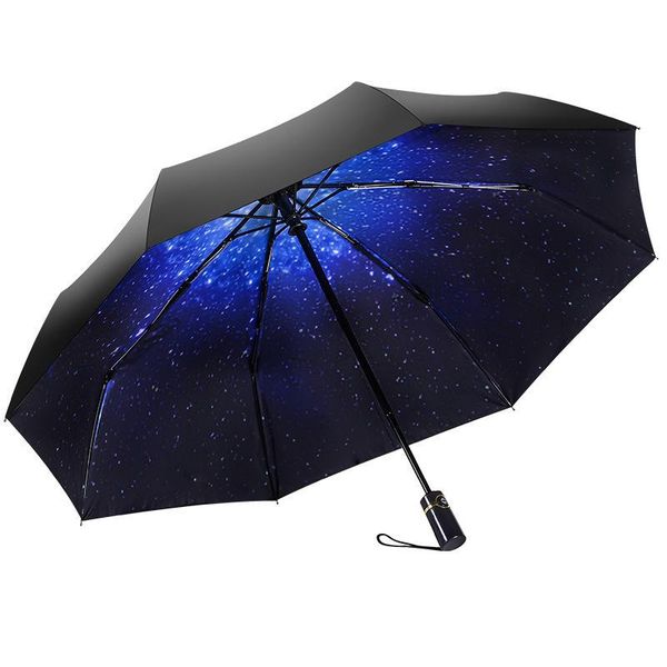 

umbrellas tri-fold automatic rain umbrella shine dual-use uv windproof folding female male 8 bone