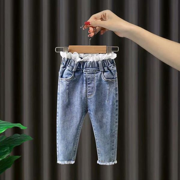 

baby girl boy casual pants jeans spring autumn summer kids denim pant lace children trousers clothing 7colors, Blue