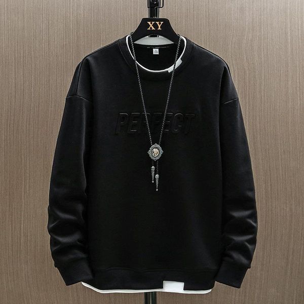 

men's hoodies & sweatshirts 2021 autumn and winter fashion personality round neck clothes casual tide brand couples loose long-sleeved, Black