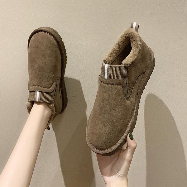 

boots women's winter snow female fashion casual vulcanized faux fur shoes light soft comfy retro botas de invierno mujer 2021, Black