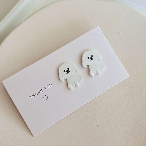 

cute lace little white dog earrings cartoon fun simple earrings