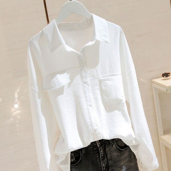 

women's blouses & shirts women blouse white long sleeve loose spring autumn shirt ropa de mujer