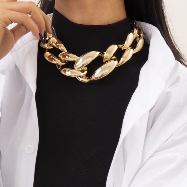 

jewelry hip hop punk thick chain hollowed out necklaces, Silver