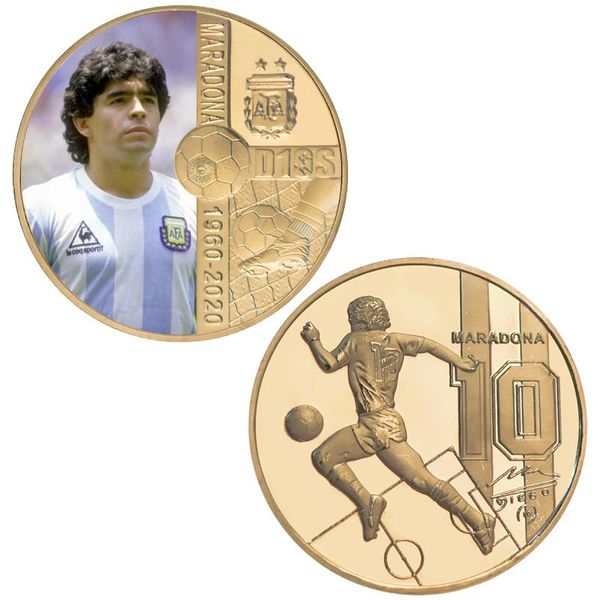 

Souvenir Coins Gold Plated Set with Coin Holder 1960-2020 RIP Diego Maradona Commemorative Football Number 10 Challenge Coin Gift for Fans