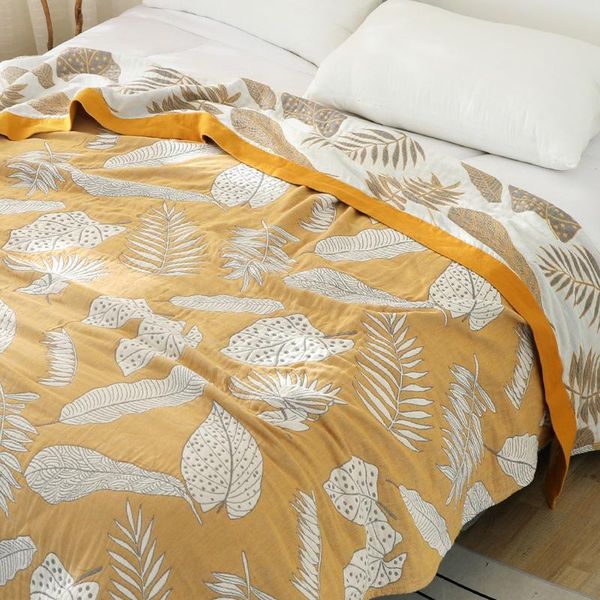 

blankets 100% cotton large soft fluffy fashion muslin summer throw blanket cover for bed blue yellow warm bedspread sofa
