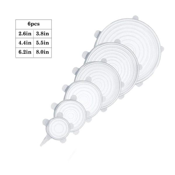 

kitchen storage & organization 6pcs silicone stretch lids universal lid bowl pot cover pan cooking food fresh microwave