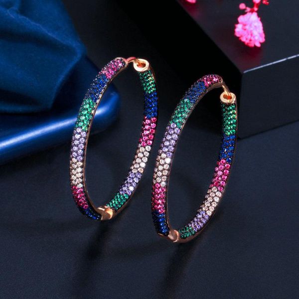 

hoop & huggie bilincolor rainbow earrings for women, Golden;silver