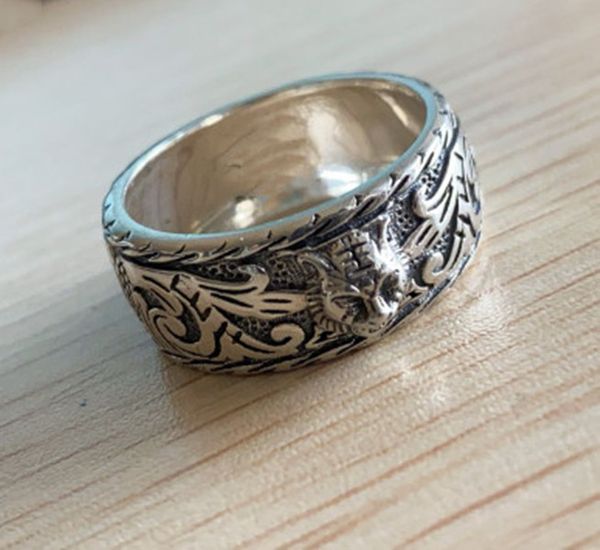 

925 sterling silver black tiger head ring vintage sterling silver tiger head ring male and female punk thai silver black tiger head ring