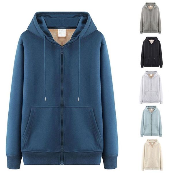 

men's hoodies & sweatshirts 2021 est autumn winter fashion fleece hoodie mens casual slim thermal lined hood jacket sweatshirt zip oute, Black