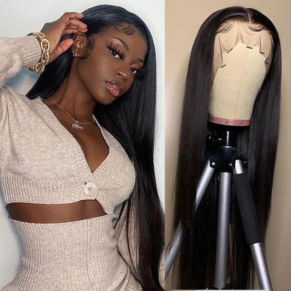 

lace wigs full wig brazilian 360 frontal straight front for women 30 inch human hair pre plucked, Black;brown
