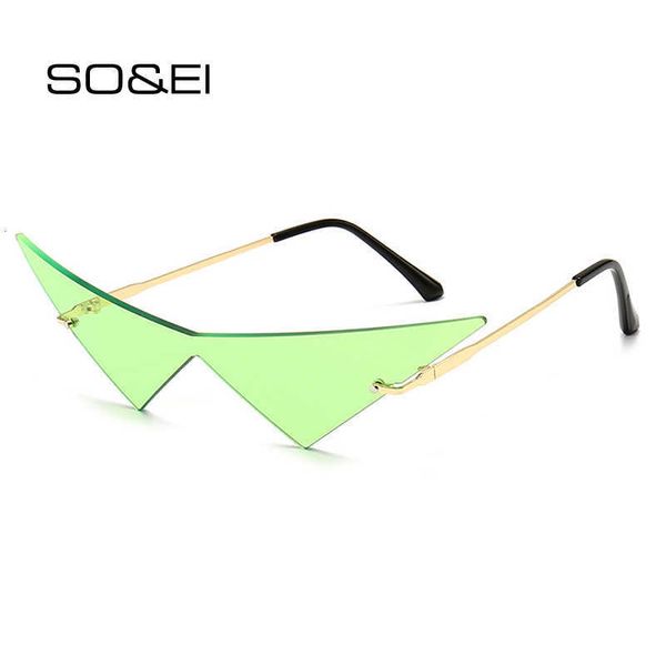 

sun glasses so&ei oversized triangle one piece women glasses vintage rimless clear ocean lens eyewear fashion men cat eye, White;black
