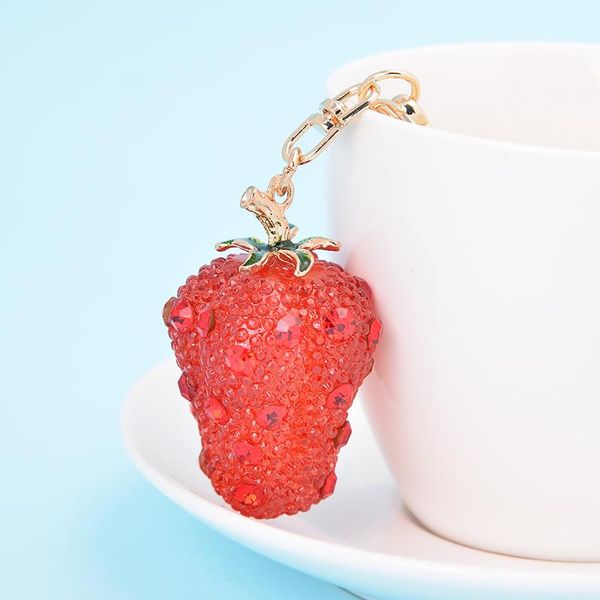 

keychains creative fruit cute resin strawberry keychain raspberry car bag female pendant accessories jewelry charm, Silver