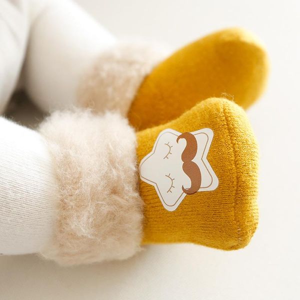 

socks 3 pairs autumn winter thick soft baby girls born cartoon infant boy floor warm, Pink;yellow