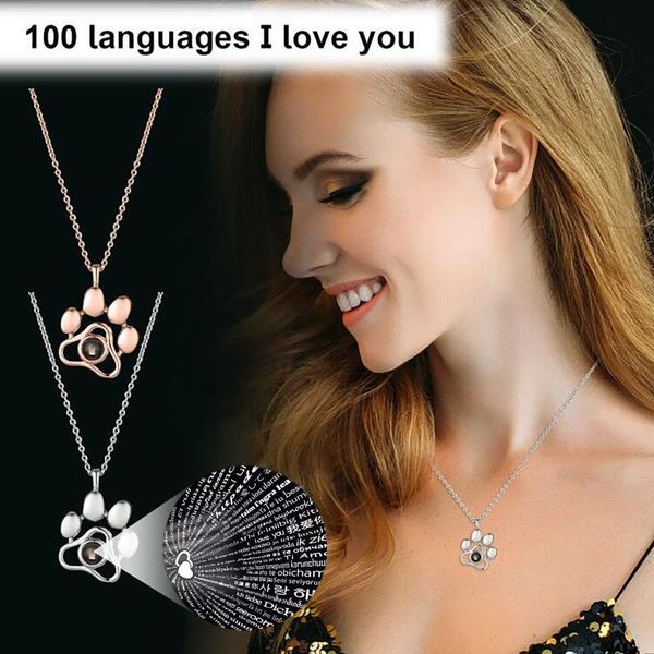 

pendant necklaces confession necklace for women girlfriend gift 100 ianguages i iove you projection cat accessories 21902, Silver