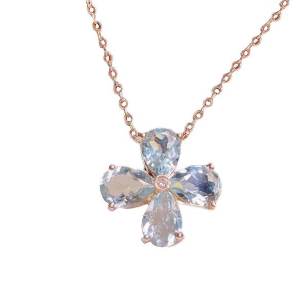 

chains s925 silver inlaid rose gold white crystal pendant flower lady necklace shining fresh and exquisite jewelry accessories