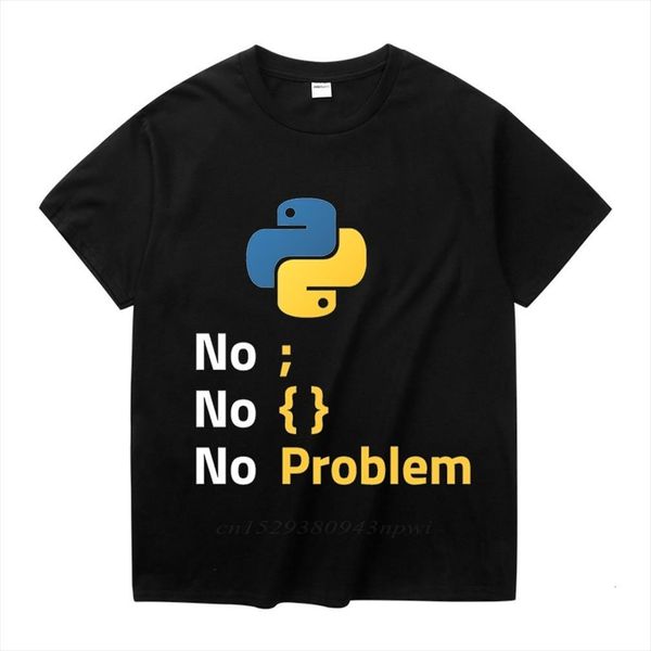 

computer programming language python design men t shirt code programmer homme tee crewneck camiseta, White;black