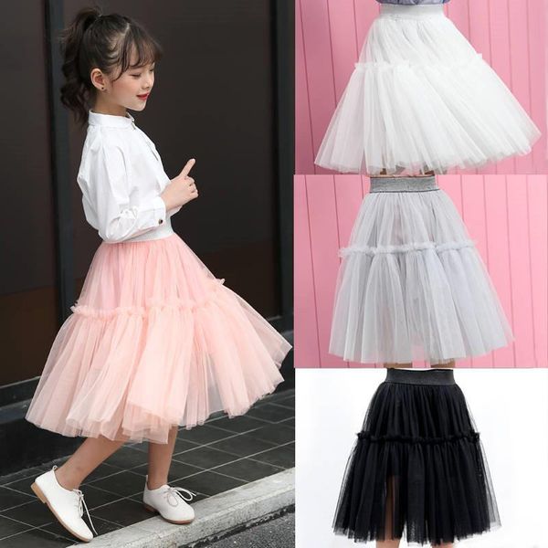

skirts 2021 fashion teens girls tutu mesh patchwork children fold puff princess long skirt kids birthday party q438, Blue