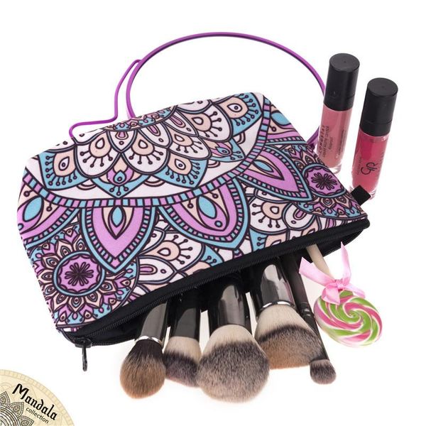 

cosmetic bags & cases travel women's handbags zipper toiletry female organizers datura flowers storage makeup school pencil