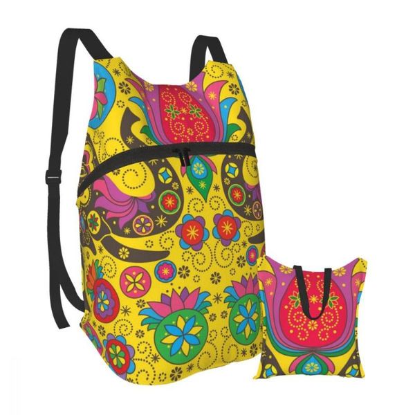 

backpack foldable waterproof travel men bag symmetrical mirrored yellow elephants