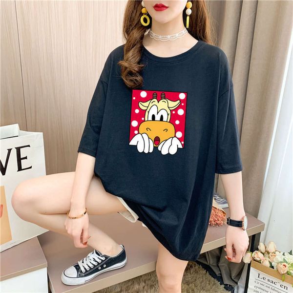 

white t-shirt female summer 2021 new short loose korean cotton student half sleeve i fashion