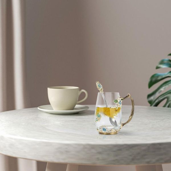 

mugs exquisite enamel water cup tea drinking with scoop (assorted color)