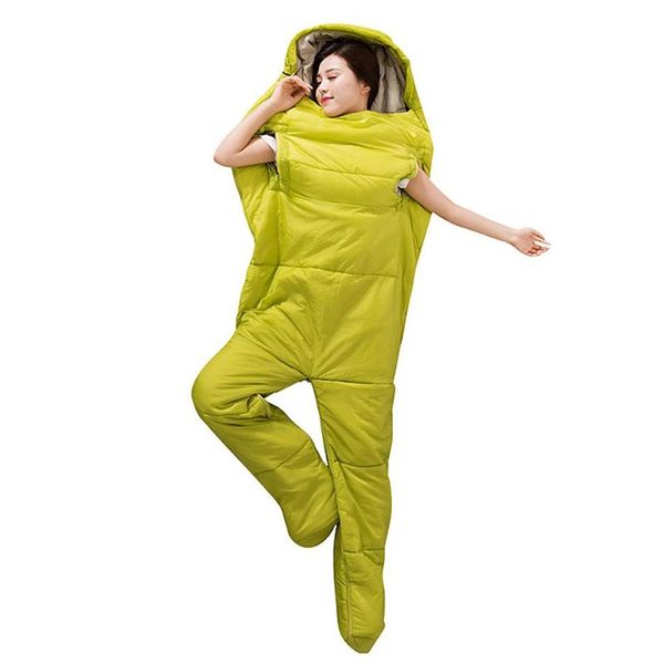 

humanoid single sleeping bag outdoor camping sleeping bag backpacking travel hiking lazy with zippered holes for arms