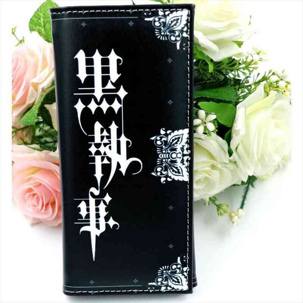 

black butler anime synthetic leather purse long clutch wallet with hasp, Red;black