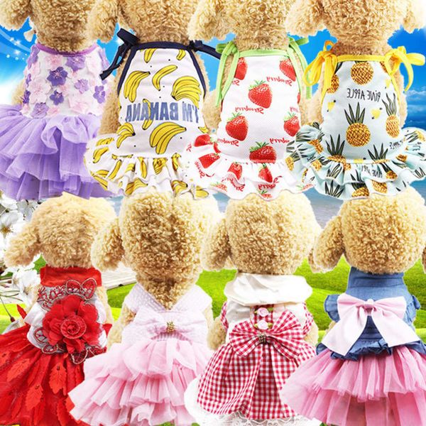 

dog dress cat dress vest stripe hanging net spring and summer skirt collection teddy